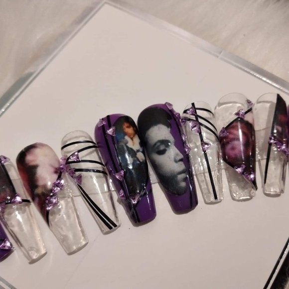 Prince Purple /Clear w purple flowers and gems - Picture 3 of 6